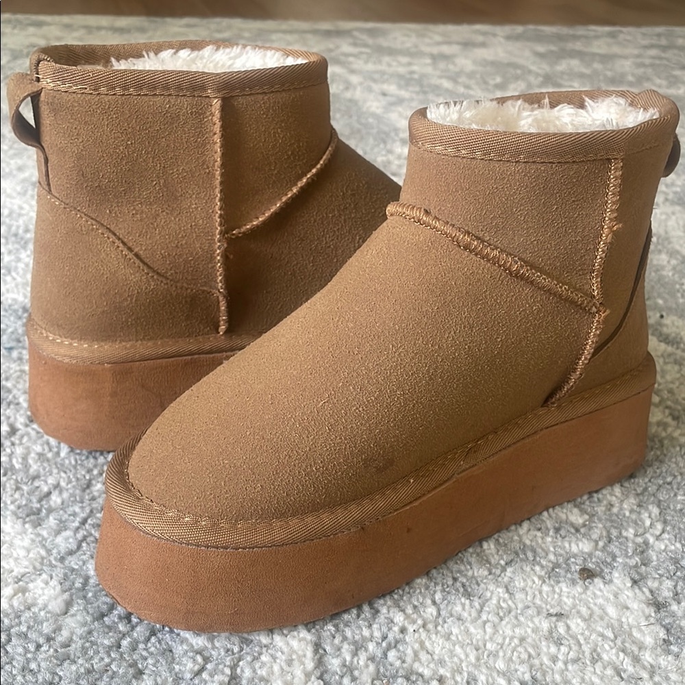 Women's Tan Platform Ankle Boots